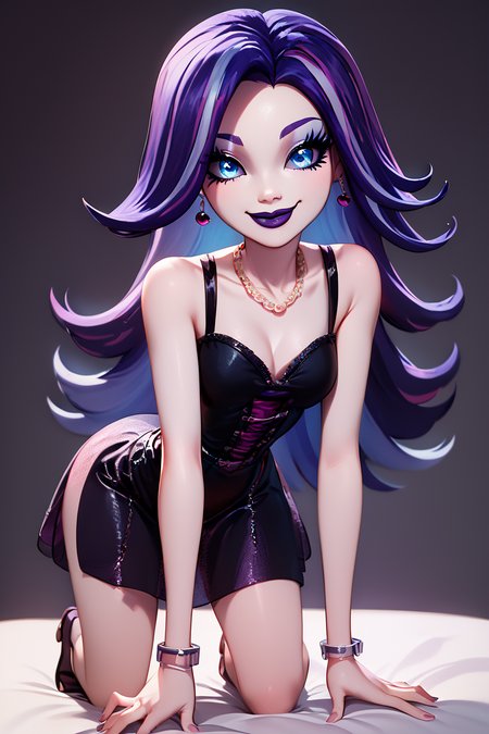 score_9, score_8_up, score_8, medium breasts, (curvy), cute, eyelashes,       ,,, , ,,, zzSpectra, blue eyes, blue hair, long hair, multicolored hair, purple hair, streaked hair, two-tone hair, pale skin, makeup, jewelry, earrings, lipstick, dress, necklace, eyeshadow, bracelet, purple lips,  <lora:SpectraVondergeist_MH_PDXL:1.0>,   ,,,, BREAK, all fours, cleavage, smile, closed mouth, looking at viewer,  ,,, embedding:zPDXL, Expressiveh, ,,, <lora:BeautifulCAT_PDXL:0.8>, <lora:SDXLFaeTastic2400:0.5>, <lora:Expressive_H-000001:0.4>,