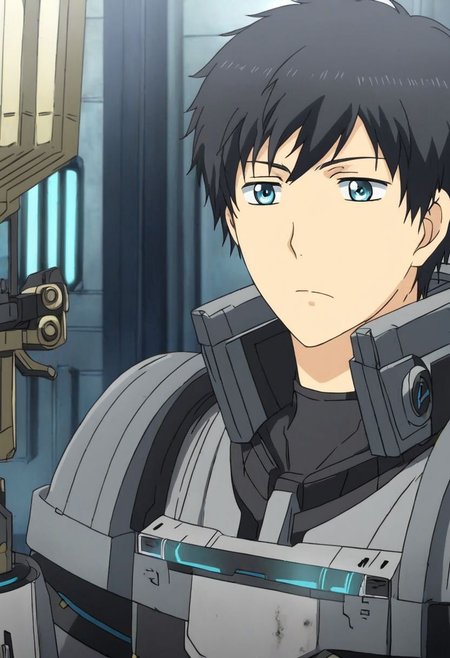 high resolution, solo, best quality, 1Boy, Arata Kaizaki, Black Hair, Blue Eyes, Science Fiction, OverallDetail