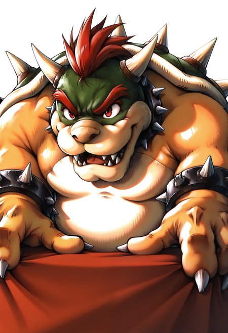 best quality, newest, absurdres, highres, (masterwork, masterpiece, best quality, hyper-detailed :1.3), 

bowser, 

,white background, plain background, ff7,