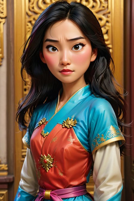 18yo buste
 <lora:Cine Princesses:1> Mulan, princess, door palace <lora:xl_real_beta1:0.4>