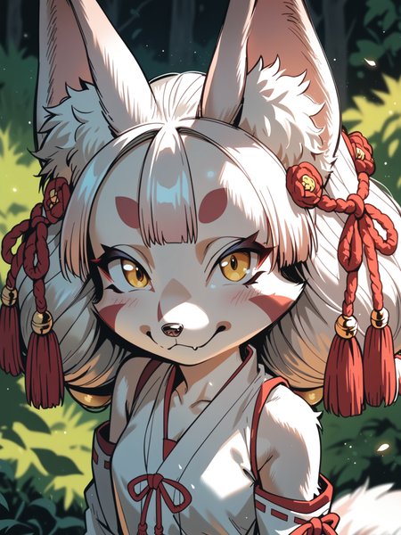 <lora:happy_tentacle-junkohaku-v0.1:1>, ht_junkohaku, hair ornament, jingle bell, fox tail, yellow eyes, small breasts, white fur , grimace, outdoors, dawn upper body, 1girl, (petite:1.2), solo focus, (looking at viewer:1.1), , (depth of field:0.8), from above, [(realistic, photorealistic:1.1):(realistic:1.3):22], [(3d:1.2)::10], <lora:LUUNA's Lunas-NijiJourney-SDXL-B2:0.6>, nijijourney, <lora:prgfrg23's Counterfeit-V3.0 Style SDXL_LoRA_Pony Diffusion V6 XL:0.3> score_9, score_8_up, score_7_up, score_6_up, score_5_up, score_4_up