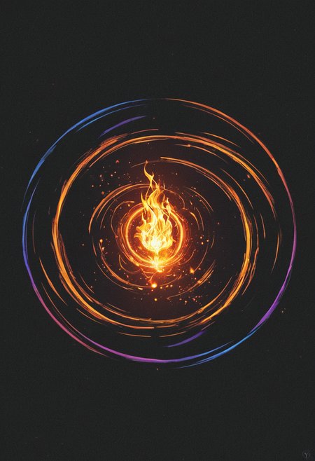 concept art <lora:R0k00bstr0ctHD:1>,r0k00bstr0cthd,r0k00bl0ckb0ckgr00ndhd,(shiny, fire, multicolored, black background, glowing, magic circle, aura), . digital artwork, illustrative, painterly, matte painting, highly detailed