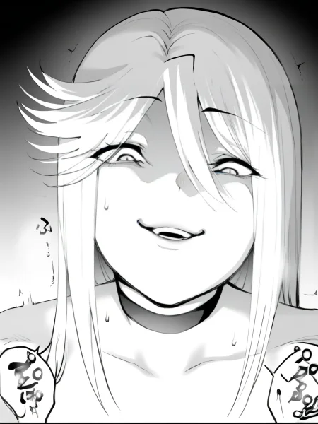masterpiece, best quality,amazing quality, solo female, solo focus,
 <lora:パラダイスヘル_Manga_Character_Illustrious:1>,mangafemale1, monochrome, greyscale, hair between eyes, long hair, choker, swept bangs, evil smile, 1girl, looking at viewer, male pov, vaginal sex, sex,