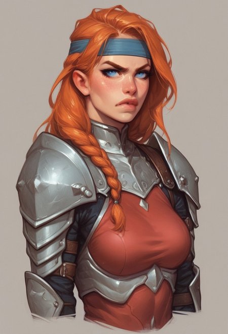 score_9, score_8, score_7, score_6, sk3tchb00k,
1girl, solo, Kimberly_SA,, orange hair, long hair, blue eyes, rusty steel armor, short red dress, fur shoulder pads, headband, blue eyes, shoulder pads, dynamic, big natural breasts, angry,
(((full-clothed))), ((long big sword in hands, two-handed sword in hands))
dynamic pose
BREAK 
strange world background score_9, score_8_up, score_7_up, score_6_up, source_cartoon, rating_explicit, Expressiveh, (((((upper body, portrait))))), dynamic pose
