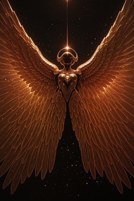 embedding:lazypos, focused subject, close up, stylized, in gold and neon shades, wabi sabi, 1girl, rainbow angel wings, looking at viewer, dynamic angle, from below, from side, relaxing  <lora:TrendCraft_The_Peoples_Style_Detailer-v1.0A-3_13_2025-illustrious:0.8>