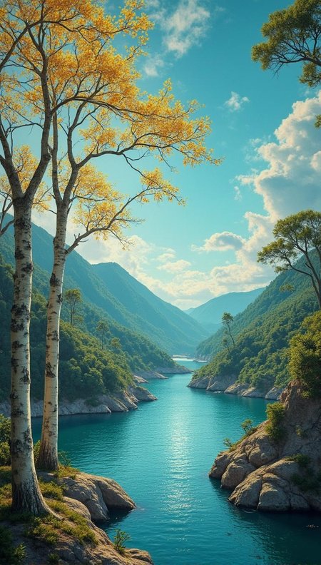 <lora:crumpjournalsketch-000011.safetensors:1>  The scene begins as a strikingly vivid landscape, painted with deep teal and golden hues, creating a surreal and dreamlike quality. The tranquil river, reflecting the sky above, meanders through rugged rock formations, their surfaces gleaming with golden highlights. Clusters of foliage, with leaves in a harmonious blend of teal and gold, line the riverbanks. Two slender birch trees, their golden leaves standing out, stretch skyward, drawing the eye to the expansive, dynamic sky above, where swirling clouds create a sense of movement and energy.
As the scene transitions through different cultural lenses, each culture imbues it with its own unique traditions and aesthetics.
In the ancient traditions of Japan, the landscape transforms into a serene and meticulously ordered garden. The teal river becomes a koi pond, its surface dotted with floating lily pads. The rock formations are now carefully placed stones, each one a symbol of balance and harmony. The birch trees are replaced by delicate cherry blossoms, their pink and white blooms contrasting against the teal and gold foliage. The rolling hills in the background morph into gentle, terraced fields, while the sky is painted with the soft, undulating strokes of traditional Japanese ink.
In the vibrant life of Brazil, the scene bursts into a riot of color and movement. The teal river is now a vibrant carnival parade, its surface glowing with the reflections of bright, neon lights. The rock formations are transformed into elaborate floats, adorned with feathers and sequins. The foliage is a lush rainforest canopy, teeming with exotic plants and flowers in a kaleidoscope of colors. The birch trees are replaced by towering palm trees, and the sky is a fiery sunset, casting long shadows and deepening the sense of celebration.
In the serene landscapes of Scandinavia, the scene takes on a tranquil, minimalist quality. The teal river is a calm fjord, its surface reflecting the towering cliffs and snow-capped mountains in the background. The rock formations are now smooth, weathered stones that line the shore. The foliage is sparse, with evergreen trees and wildflowers adding subtle touches of color. The birch trees are still present, but their leaves are a muted gold, blending harmoniously with the surrounding landscape. The sky is a gradient of soft, pastel tones, with a hint of the northern lights adding a mystical glow.
In the bustling streets of India, the scene becomes a vibrant and chaotic market. The teal river is now a crowded bazaar, its surface a patchwork of colorful stalls and booths. The rock formations are replaced by ancient temples and intricate stone carvings, their surfaces adorned with intricate patterns and gold leaf. The foliage is a mix of lush, tropical plants and hanging vines, creating a dense, almost jungle-like atmosphere. The birch trees are now tall, fragrant sandalwood trees, their aromatic scent mingling with the spices and incense in the air. The sky is a clear, sunny blue, but the market below is a whirlwind of activity, with people of all ages and backgrounds engaging in lively banter and trade.
Each cultural lens adds a new layer of meaning and beauty to the scene, transforming it into a rich tapestry of diverse perspectives and experiences.