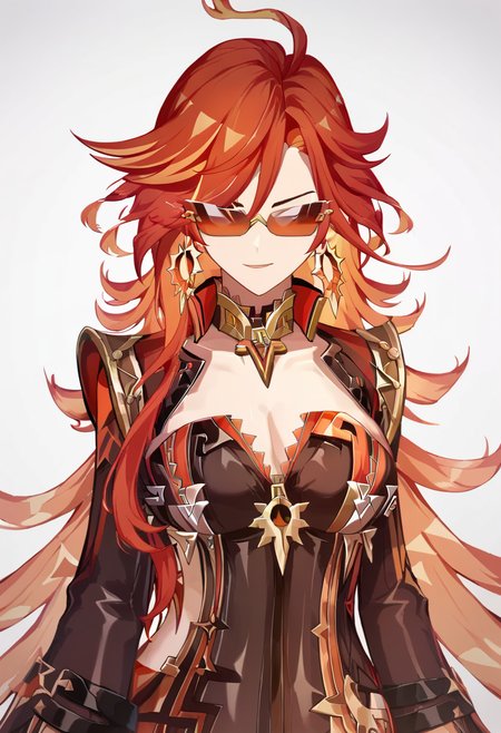 score_9,score_8_up,score_7_up,<lora:mavuika_(genshin_impact)_pony:1>,black_gloves,cleavage,solo,sunglasses,1girl,mavuika_(genshin_impact),