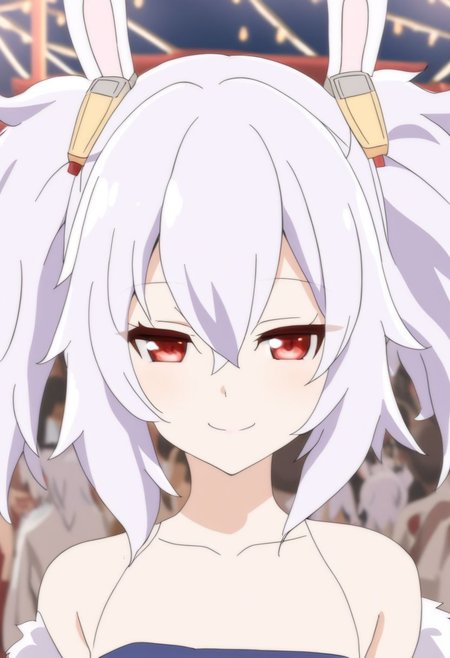 Azur Lane Slow Ahead Style, 1girl, solo, Laffey from Azur Lane, portrait, above eye level, elegant smile, looking at the viewer, festival, masterpiece