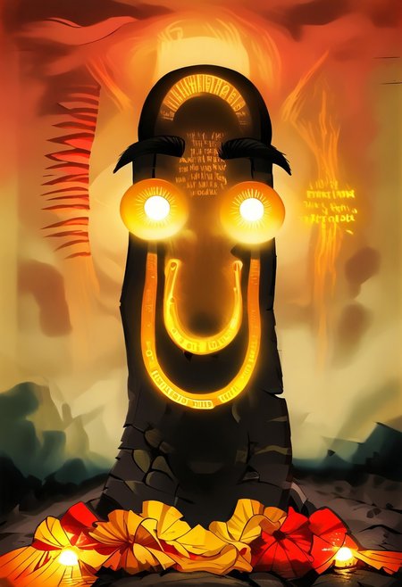linquivera,  Ink illustration, (anime:0.5), brown tones, aged black red paper, inkpunk, moonlight,surreal, a giant pillar on a hill, pillar, hill, orange text, glowing text, digital screen, (at a distance), Will-o'-the-wisp, moonlit, lonely, solitude, windy,  OverallDetail, extremely detailed, UHD,(long exposure , dystopian but extremely beautiful:1.4), cl1ppy, pokemon (creature),