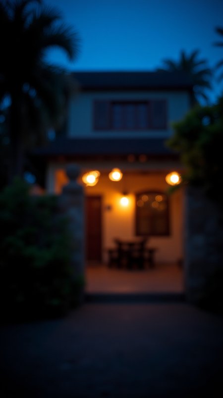 (by Samuel Peploe:1.3) , photograph, Sharp focus of a Hoi An and Cottage, warm background, at Blue hour, Photorealistic underwater scenes, nonlinear narratives, en plein air, photorealism, Eerie colors, bokehmachine