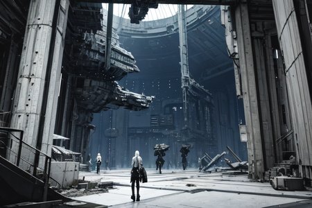 highly insanely detailed, masterpiece, top quality, best quality, highres, 4k, 8k, RAW photo, (very aesthetic, beautiful and aesthetic),  
tsutomu nihei,nihei_tsutomu,blame!,blame gakuen!,abara,TNstyle,sidonia_no_kishi,(space,spacecraft,megastructure in background,sidonia \(ship\),city ruins,tower,stairs,tunnel,mausoleum,lab,giant room,deep horizon,hangar),bridge,tentacles,cables,tubes,industrial pipes,letterboxed,wire,buildings,toha heavy industries,concrete walls,metal walls,gauna,gauna mech,light particles, 
<lora:blameLora_v10:0.7>, 
(1girl:1.3), 
solo focus, 
cloud city,cloudtop sky-city,(pure white background,transparent background:1.2),âââ