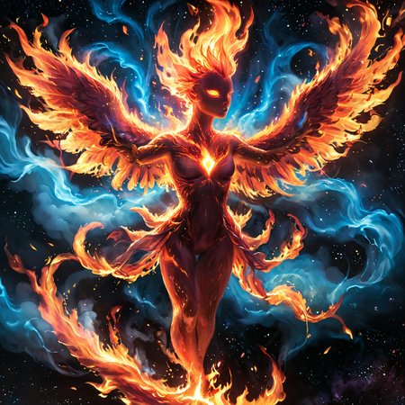 Dreamscape Alex Gross Style page flat drawing, vivid colors, sfw, 
fire that looks like a ethereal phoenix flying in universe, flaming feather flowing over, glowing eyes, claws, large wings, stars, galaxy, raging flames, fire, flying pose,
<lora:xl_more_art-full_v1:1> <lora:Alex Gross Style:1> <lora:Aether_Fire_v1_SDXL_LoRA:0.5> <lora:add-detail-xl:0.4> . Surreal, ethereal, dreamy, mysterious, fantasy, highly detailed