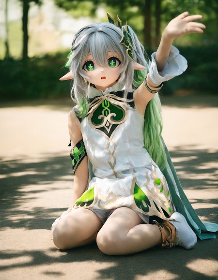 1girl,rosmontis \(arknights\),solo,green eyes,flat chest,animal ears,cat ears,white hair,white pantyhose,serafuku,outdoors,beach,sea,
masterpiece,best quality,safe,<lora:baisi_xl_v1:1>,intense shadows,head tilt, holding, holding flower, looking at viewer, parted lips, solo,sunset, 1girl,
nahida \(genshin impact\),
sunlight, street, sitting, (blurry:1.2), film grain, looking up, road, open hand, blurry foreground, depth of field, detached sleeves, side ponytail, open mouth, dappled sunlight, on ground, symbol-shaped pupils, green hair, outdoors, artist name, cross-shaped pupils, tree shade, shadow, pointy ears, solo focus, leaf hair ornament, arm up, long hair, day, multicolored hair, hair ornament, hair between eyes, leaf, green eyes, streaked hair, grey hair,
masterpiece, best quality,  safe
<lora:kig_xl_v1-000021:0.8>