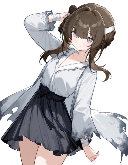 1girl,simple background,white background,cowboy shot,manshui,solo,looking at viewer,smile,<lora:manshui-000016:1>,, masterpiece, best quality, very aesthetic, absurdres,newest, incredibly absurdres,