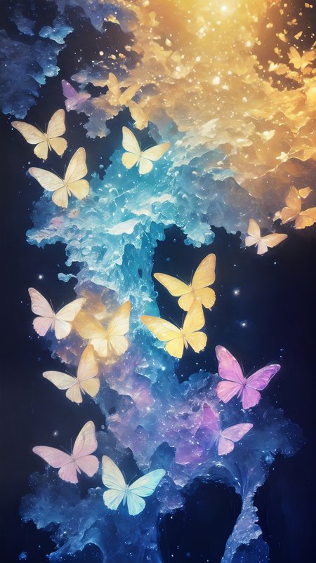 (masterpiece, top quality, best quality, official art, beautiful and aesthetic:1.2),extreme detailed,(fractal art:1.3),colorful,highest detailed,Dreamy Atmosphere,Bright color,
<lora:hudieqy1:0.8>hudie,luminescence,butterfly,