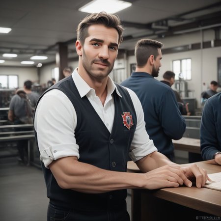score_9, score_8_up, score_7_up, score_6_up, score_5_up, score_4_up ,(masterpiece, best quality, highres:1.2),source_photorealistic,photorealistic,cinematic film still,cinematic shot,portrait of a gigachad in a factory,1man,chiseled jawline