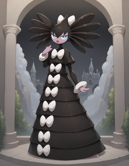 score_9, score_8_up, score_7_up, gothitelle. black hair, multicolored skin, black dress, red lips, blue eyes, pokemon \(creature\), (solo), full body, multicolored skin, looking at viewer, gothic castle, evening, gothitelle, <lora:cefaa866-a58e-40ba-a219-79ab392f7d60:1.0>, <lora:cd26c091-2d99-4d47-8534-b62868e6d83e:0.8>