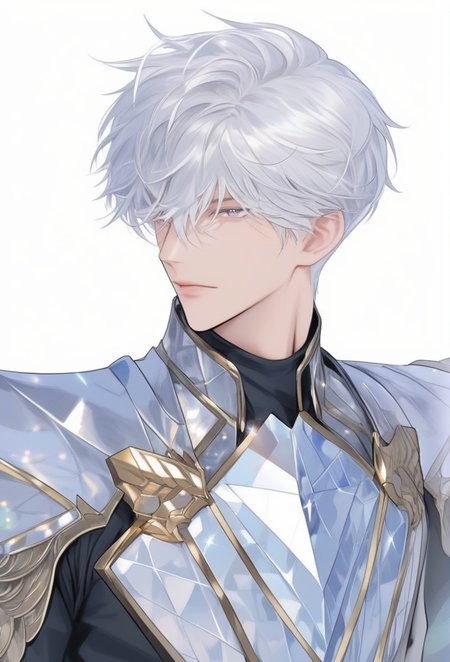 (masterpiece,best quality,ultra_detailed,highres,absurdres:1.2)),masterpiece, fashion, Sentai costumel, solo, villain costume, ultra details. profile picture, crystal, colorful, 1boy, male focus, white background, armor, solo, sparklehair<lora:krmaleface-4-sdxl:1>