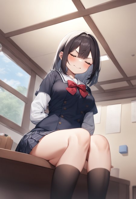 1girl, <lora:sdxl2-flat2-512b:-1>,medium breasts,school uniform,
doyagao, <lora:doyagao_XL_v1:1>
ceiling, feet out of frame, looking down, bridge,
best quality, very aesthetic, absurdres
