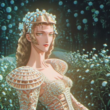 portrait of a beautiful  karlie kloss who is a fashion model surrounded of flowers from another planet, translucent plants, Andrey Remnev, Bridget Bate Tichenor, rococo, god light, cinematic, 35mm, 8k, fantasy, many details, much lightful, dream-like, masterpiece, detailed face, fantasy art, majestic, elegant, ornate, appealing, hypermaximalist, paradise, award winning photography, no watermark, trending on artstation --v 5
