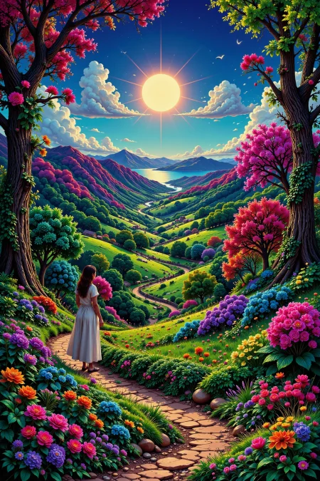 Comoran beautiful  landscape, morning, woman, very intricate, very detailed, sharp, bright, colorful, <lora:Hand v2:0.5> <lora:Anti-Blur:1><lora:Insane Detail Slider:0.25>  <lora:flux.1_lora_flyway_Epic-detail_v2:0.3> <lora:fluxenhancer:0.25> <lora:ck-Neon-Retrowave:0.4> ck-rw, in the style of ck-rw,  <lora:Neurocore Anime Cyberpunk:0.8> A digital artwork in the style of cknc
