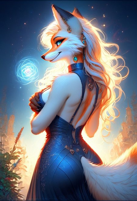 score_9, score_8_up, score_7_up, score_6_up, score_5_up, score_4_up, leHDR,UHD,8K, darkness, illustration, disheveled hair Expressiveh, anthro fox female,foxfolk, white fur, busty, peach ass, covering breasts,covering with hands,intricate details, earrings, darkness, very detailed, intricate, perfect light, sharp focus, cool colors, ambient, elegant, highly decorated, deep aesthetic, colorful, magic, mystical, scenic, warm bright, vibrant, unique, best, winning, thought, romantic,  illuminated,rich, symetry,realistic,  low light, looking back at viewer,OverallDetail,novuschroma60 style bokeh