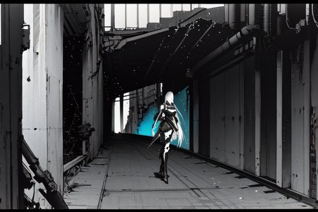 highly insanely detailed, masterpiece, top quality, best quality, highres, 4k, 8k, RAW photo, (very aesthetic, beautiful and aesthetic),  
tsutomu nihei,nihei_tsutomu,blame!,blame gakuen!,abara,TNstyle,sidonia_no_kishi,dark sky,black sky,dome,wire,star \(sky\),starry sky,clouds,drainpipe,light particles,bones,toha heavy industries,concrete walls,metal walls,gauna,gauna mech,walkway,machinery,letterboxed,air conditioner,ventilation fan,ventilation shaft,tentacles,bridge, 
<lora:blamev2:0.8>, 
(1girl:1.3), 
solo focus, 
a colorful background,(colour sequence background),âââ