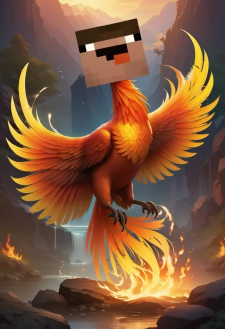 a majestic phoenix, square head<lora:sendnoobs-sdxl-adam-e:1>