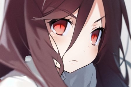 ((masterpiece)),(best quality), absurdres,sadako_yamamura,red eyes, white dress,<lora:Sadakobest:0.8>,<lora:hcutinConcept_18:0.8>,  a detailed character portrait hcutin, eyes close up, intense stare,