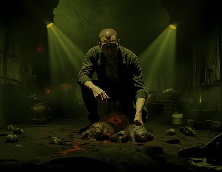 faded colors, masterpiece, best quality, 8k, hyper detailed, best quality, ultra high res, high resolution, detailed, raw, A twisted scientist, face obscured by a grotesque mask, surrounded by horrifying experiments, fingers stained with dark fluids, an aura of madness, deeply unsettling, Hollywood Cinematic Film style,epic photography,dramatic light,Kodak film style,,DarkAtmosCE style,,Blade Runner style,,anime style,<lora:Luminous_Shadowscape:0.6>,<lora:Hollywood Cinematic Film style v1:1>,<lora:DarkAtmospheric:0.6>,<lora:Blade Runner style v1:1>,<lora:anime style (Tales of black freighter) v1:1>