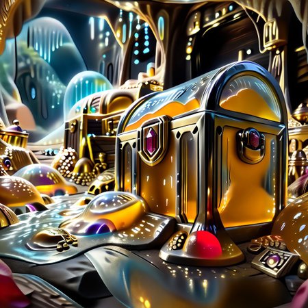 chalice made out of slime, fancy cup made out of slime, fancy chalice made out of slime, Detailed chalice made out of gold slime, Gem-studded slime chalice, multi-colored gems made out of slime, in a room of treasure made out of slime,  gold coins and bars made out of slime, wood-like treasure chest made out of slime, wood-colored slime chest, 
treasure-room, treasure, treasure chest, gemstone, coins, gold bars, gold pile, 
everything made of slime, No simple background,
((translucent slime)), ((transparent slime)), (bioluminescent slime), sl1m3, slime, great lighting, even lighting, no bright spots,