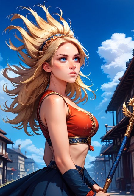 [score_9], (score_8_up), score_7_up,
view from side, head to toe view, full body view, focus on boots,
casting powerful spells at the enemy hordes,
large breasts, floating hair, long hair, blonde:1.2 hair, freckles on pale natural skin, 
 blue eyes,
wearing robes and vestments, adorned with cloaks and belts, magical staff held high,
implied breasts, exposed cleavage, exposed midriff,
bright vibrant colors, hard contrast shadows, dramatic action,
detailed background, novuschroma, detailerlora, p0tatoo, high definition eyes