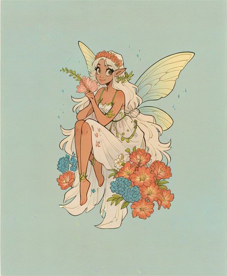 score_9_up, score_8_up, score_7_up, rating_safe, on one knee, 1girl, seahorse, <lora:s0ftf41ry:.65>, s0ftf41ry, large flower, fairy