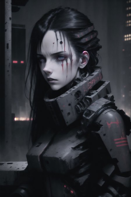 dark colors,RAW photo,realistic,detailed,8k uhd, dslr,sharp,volumetrics dtx, highly detailed,soft lighting,sanakan (normal),portrait, detailed face, pale skin, tubes, concrete, mega structures,decrepit scenery, <lora:blamev2:0.8>