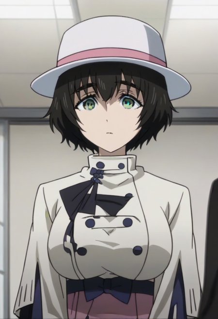 source_anime, official anime artwork, screencap, anime screencap, best quality, <lora:Mayuri_Shiina:1>solo girl, green eyes, thick eyebrows, Mayuri coat, white headwear, ,,,,,,,,,,,,,,,,,anime coloring, anime screencap, 1girl,Solo ,, anime,PUFFY nipple,huge breasts,,,official art, Uncensored ,Unedited ,,,,,,,,,,,,,,