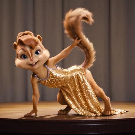 Score_9, score_8_up, score_7_up, source_furry, hentai, porn, brittany miller, chipmunk, chipmunk girl, furry female, furry, 3d, render, in  blue,In a beautiful gold dress, , beautiful look, lively look, eyeliner, eye makeup, singing a song, dancing, full-length on stage ,Beautiful movements, sexy dance movements, She stands sideways , bent over , sticks out her ass, sticks out her tail , twists her hips , moves her front paws,charismatic movements , supports the conversation, High detail, detail quality, detailed fur
<lora:Brittany_Miller__Alvin_and_the_Chipmunks__CG_Movie_version:0.8>