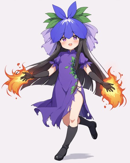yomotsu hisami,1girl, solo, purple_dress, blush, simple_background, white_background, open_mouth, black_gloves, full_body, elbow_gloves, black_footwear, flower, torn_clothes
<lora:yomotsu_hisami_image362_2023-12-20:1>,star-shaped_pupils,symbol-shaped_pupils,. gorgeous,key visual, vibrant, studio anime,award-winning, professional, highly detailed,high budget, cinemascope