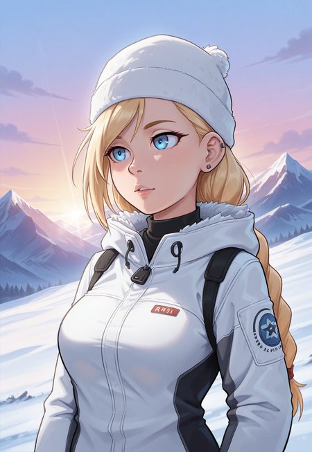 score_9, score_8_up, score_7_up, 1girl, solo, arctic explorer, insulated winter gear with fur trim and reflective accents, long braided blonde hair with a warm knitted hat, realistic, cinematic angle, cinematic lighting, athletic body, determined face, piercing blue eyes, adventurous pose
BREAK
trekking through a snowy mountain range
BREAK
source_adventure_art, rating_explicit, expressive, full body, dynamic pose
BREAK
detailed beautiful background, majestic snowy mountains with towering peaks and glistening ice formations, dense pine forests and frozen lakes, distant glaciers and icy waterfalls, serene atmosphere with a sense of adventure and endurance
<lora:Expressive_H:0.6>Expressiveh, (SimplepositiveXLv1:1.3), (upper body, full clothed:1.85) ((masterpiece)) (ultra realistic, 32k, masterpiece:1.2), (high detailed skin:1.1), (high quality:1.1) (((full clothed))) <lora:DandonFuga_Style_v.2_-_Pony:0.8> 
<lora:add-detail-xl:1> 
<lora:Dynamic Poses:1>