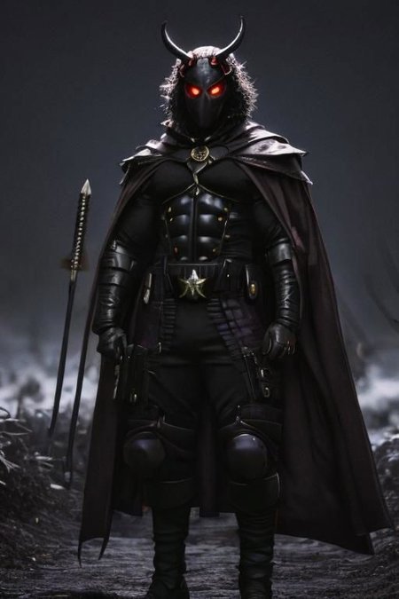 heromkr2023, 8k, uhd, best quality, masterpiece, full body, 1man, dingy masked hero, (((intimidating appearance))), thorns, (((dangerous))), (((cold night))), 5caryma5k, (((very scary))), Scythe, (((fresh out of hell))), macabre, scary mask