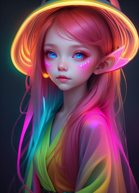Ombre color scheme of neon blue, neon pink, neon yellow, neon green, neon orange, hyperrealistic art  <lora:sss:0.6> cute little Japanese (alien:1.3) anime, neon lights, (foggy night:1.1), stunning (full body shot) anime art by (Mark Ryden:1.1, Camille Vivier:0.88) <lora:Nicoletta_Ceccoli_2:0.4> Nicoletta Ceccoli <lora:another-bored-monsters:0.65> fx-monsters <lora:AnotherBoredDetailXL:0.7>,  <lora:70s_Sci-Fi_Art_XL:0.8> <lora:g0th1cXL:0.8> g0th1cxl, glowing, neon . extremely high-resolution details, photographic, realism pushed to extreme, fine texture, incredibly lifelike , subsurface scattering, Photorealistic, Hyperrealistic, analog style, realistic, film photography, soft lighting, heavy shadow