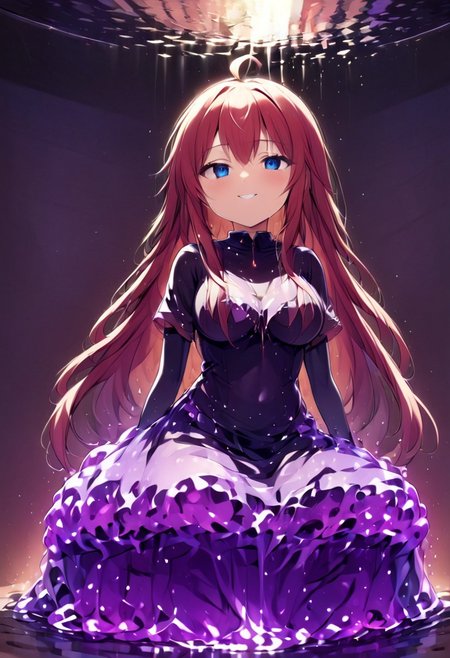 (masterpiece), (score_9, score_8_up, score_7_up,source_anime), 4K8K, best quality, high res image, illustration, Uncorrected, CG, 
(girl view from below. look-up angle:1.3), sexy shot, 
1 fairy girl sitting on a giant grape slime, pretty slime sex, (lot of cubes floating around woman), (hair over breasts, long hair, hair censor:1.4), twinkle grape, white elbow gloves, fairy wings, 
slime, slime like a grape, grape slime, see-through violet slime, 
BREAK
medium breasts, 
(gradient hair, pink and hair, very long hair, red bangs, ahoge, hair over breasts, hair censor), 
(blue eyes, half opened eyes, jitome, smile), 
wearing tube top, cube, 
in orchard, fruit orchard, fruits trees,
