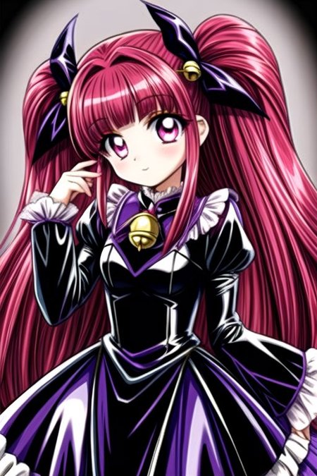 Bad_End_Precure, DarkPrecure, evil corrupted princess wearing dark pastel (ruffled:1) (gleaming latex:1) gown with (long latex vampire cloak:1.1) and (long frilly bell sleeves), soft lighting, ruffles,
(vmpr:1.1),
<lora:more_details:1>,