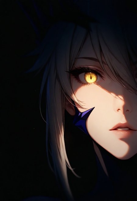 1girl, artoria lancer alter, solo, dark, light, the light illuminates part of the face, masterpiece, best quality, very aesthetic, close up,  parted lips