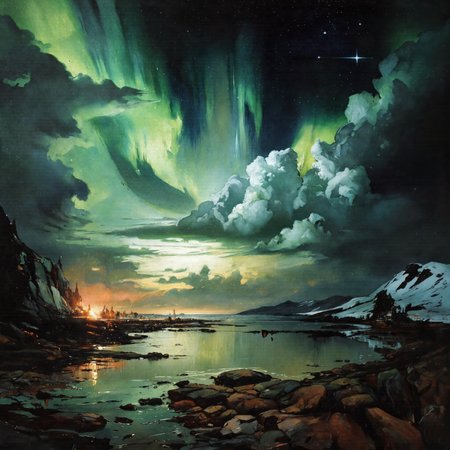 oil by Rembrandt stunning aurora borealis