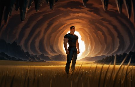 <lora:Random_style_lora_Illustrious:1>, ((rtxon, scenry, field, depth of field, wide shot, cave)), man, ,, masterpiece,best quality,amazing quality,very aesthetic,high resolution,ultra-detailed,absurdres,
solo, male focus, muscular male, muscular male, bara, mature, (very short hair, beard, bara, mature, facial hair, stubble), facial hair, bara, mature,
aixiwuganda_(20222192), very awa, masterpiece, best quality, absurdres, newest, perfect quality, detailed background, intricate details,
<lora:slider_Body Type_alpha1.0_rank4_noxattn_last:2><lora:style_Anime Summer Days 2 Style SDXL_LoRA_Pony Diffusion V6 XL:.6><lora:slider_cfg_scale_boost:.7><lora:Artist6p:.55> Artist6p, Artist04p,<lora:slider_il_brightness_slider_d1:-1><lora:slider_il_contrast_slider_d1:-1><lora:slider_DarkSlider1.2_alpha1.0_rank16_full_300steps:-.6>