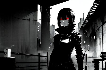 highly insanely detailed, masterpiece, top quality, best quality, highres, 4k, 8k, RAW photo, (very aesthetic, beautiful and aesthetic),  
tsutomu nihei,nihei_tsutomu,blame!,blame gakuen!,abara,TNstyle,sidonia_no_kishi,toha heavy industries,fence,cables,tubes,industrial pipes,dark sky,black sky,letterboxed,concrete walls,metal walls,buildings,air conditioner,machinery,cyberpunk,decrepit,science fiction,open space,no human,vast scenery,perspective,futuristic,dark background,empty,flock,blm, 
<lora:ABARA:0.6>, 
(1girl:1.3), 
solo focus, 
(pure red background,transparent background:1.2),âââ