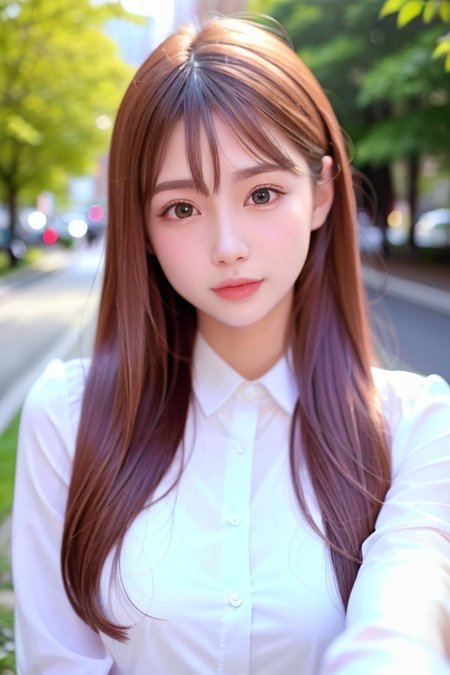 best quality, white skin, real human skin, (detailed fac), oval face, pores, ultra high res, (8k, RAW photo, photorealistic:1.4), 1girl, slim, (looking at viewer with a serene and goddess-like happiness:1.2), ( lipgloss, eyelashes, gloss-face, best quality, ultra highres, Broad lighting, natural shading), oversized jacket, fashion shirt,  cityscape, <lora:EastAsiaDollLikeness_V4:0.8>