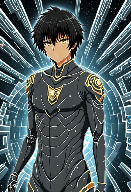 high resolution, solo, best quality, 1Boy, Seiya Kanie, black hair, short hair, thin, Science Fiction, OverallDetail