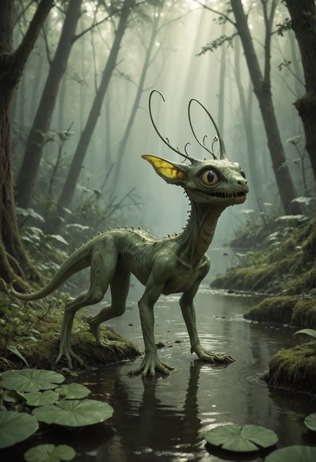 score_9, score_8_up, score_7_up, score_6_up, score_5_up, score_4_up,
rating_safe,
cute
zombie
hybrid beast,
slender,
short antenna
  ,glorious plumage
  ,
hybrid creature
  ,source_furry,
misty swamp,
leaping,
 dark,
detailed realistic photo <lora:zavy-cntrst-sdxl:0.7>