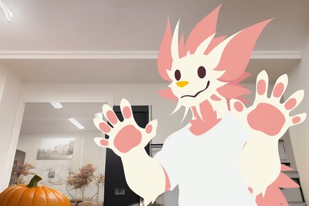 flat color,minimalism,(no lineart:1.0025),pumpkin,
(foreshortening, see-through, perspective:1.2),detail background,
detailed background,photo background,photography \(artwork\),inside,
teenager,
fully clothed,raised hand,5 fingers,claw pose,
<lora:MIZUTSUNE-ILL-ADAM-V3-000008:1>,mizu,dragon boy,1boy,male focus,upper body,1boy,furry,furry male,white shirt,bara,yellow nose,
masterpiece,best quality,amazing quality,very aesthetic,highres,absurdres,